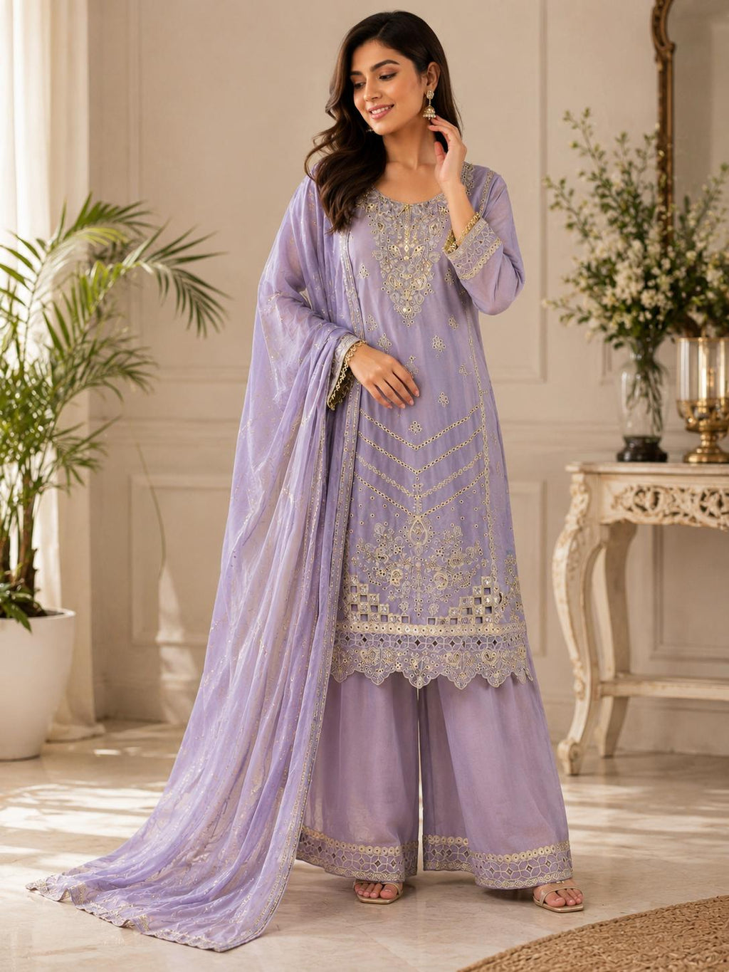 Lavender Luxe Embroidered Suit Set🥰🌸
