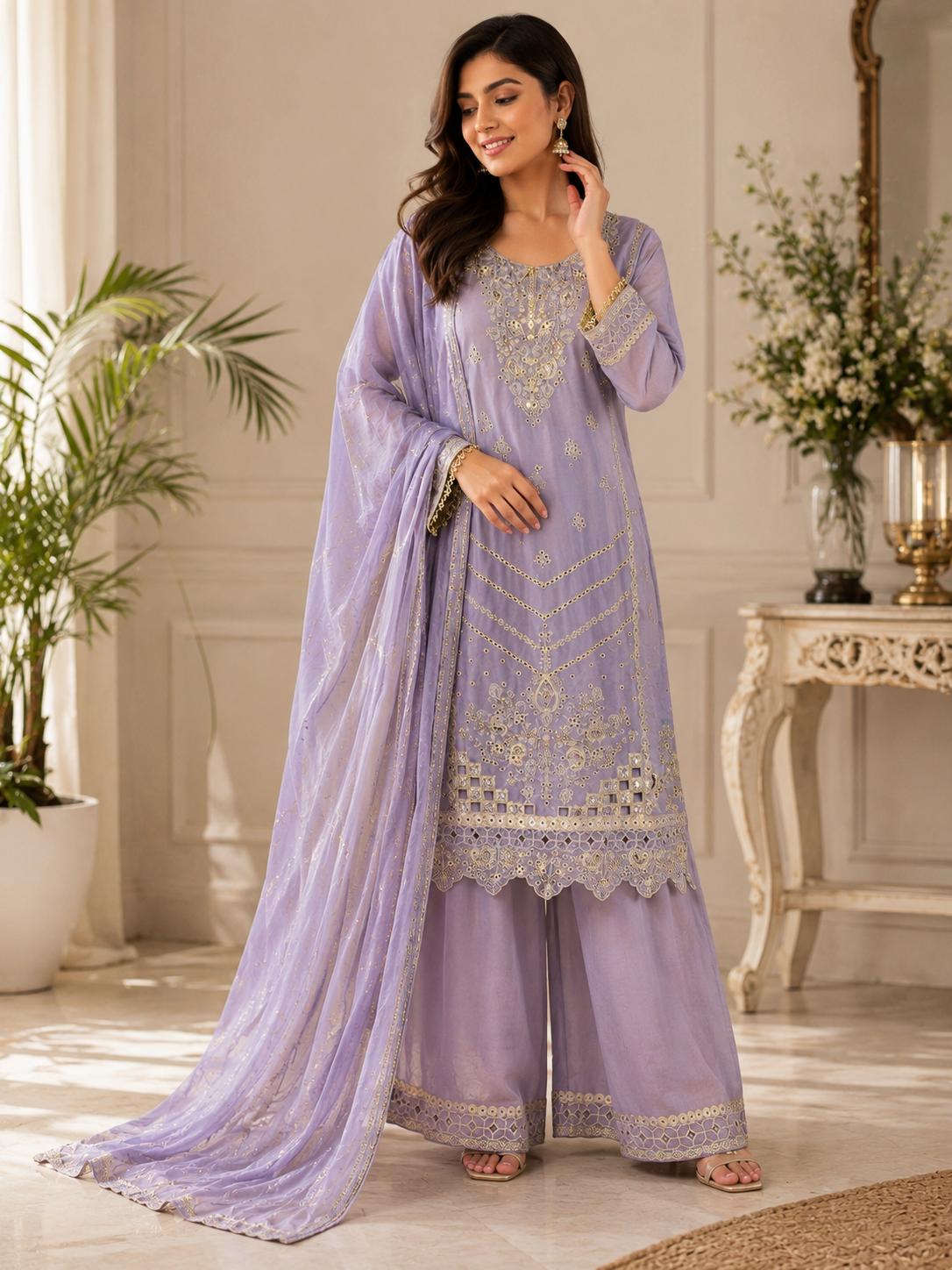 Lavender Luxe Embroidered Suit Set🥰🌸