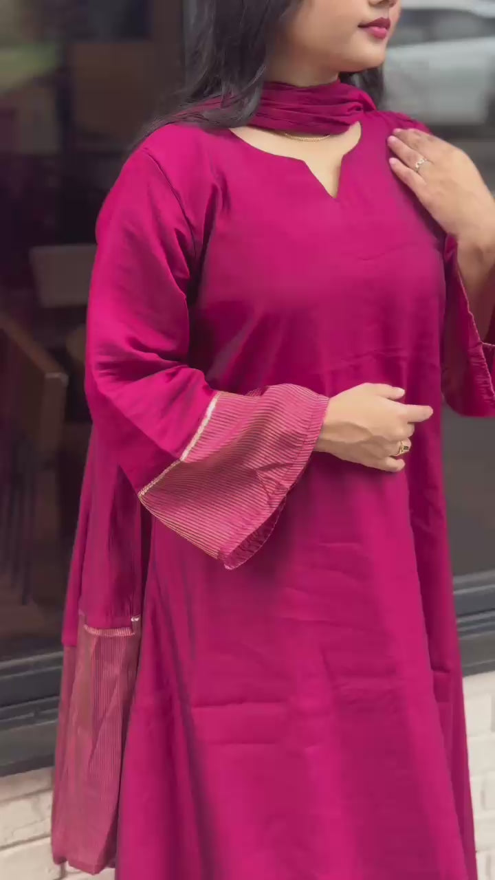 Premium Magenta Tissue Silk Suit Set🥳🩷