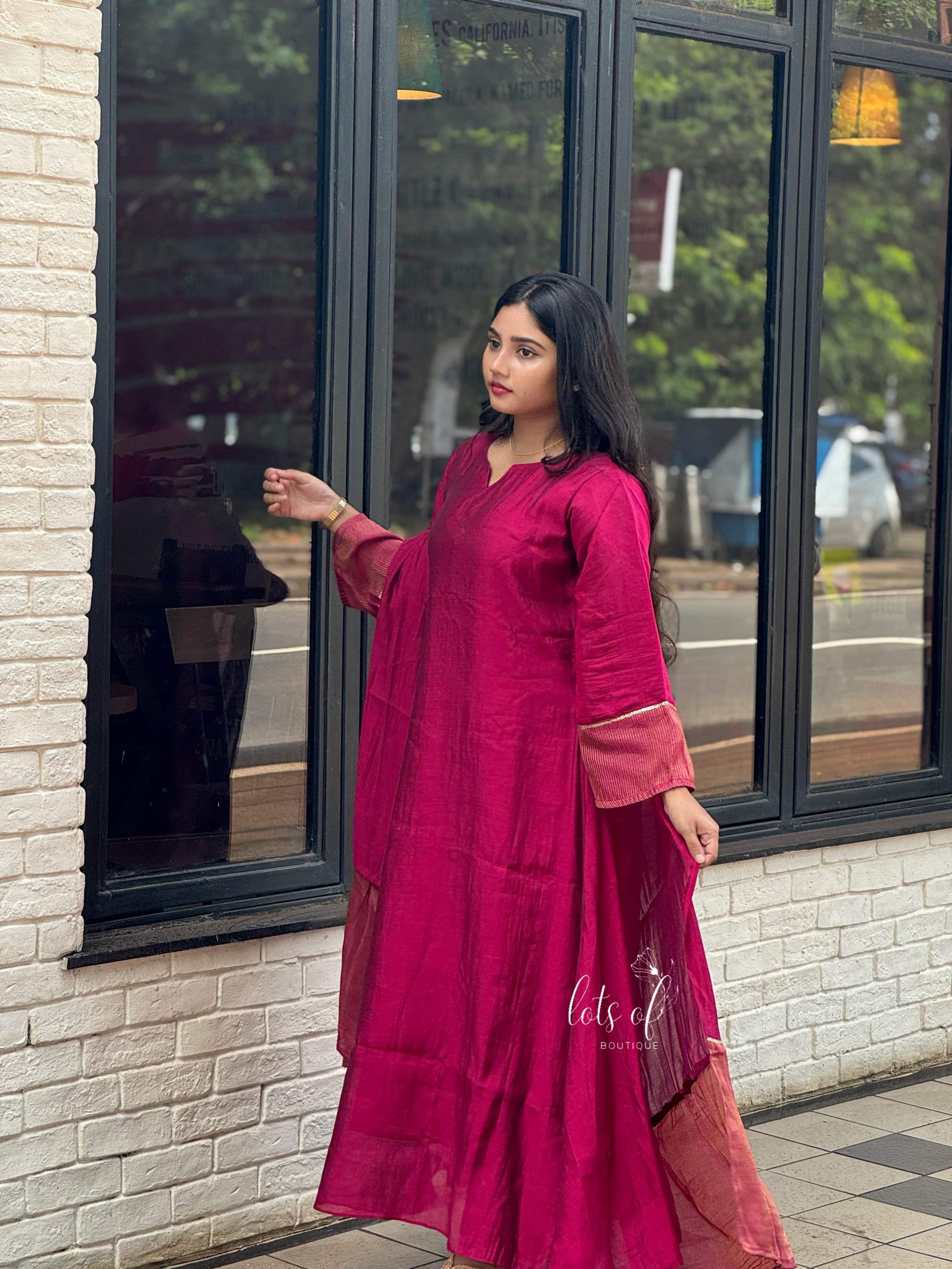 Premium Magenta Tissue Silk Suit Set🥳🩷