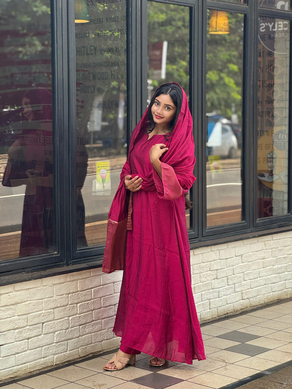 Premium Magenta Tissue Silk Suit Set🥳🩷