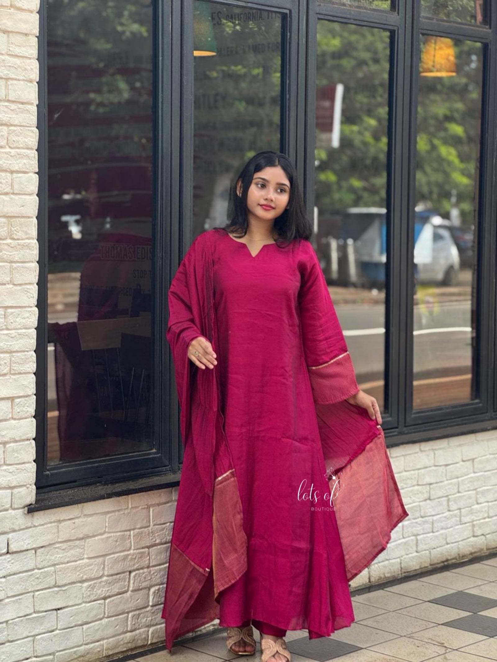 Premium Magenta Tissue Silk Suit Set🥳🩷