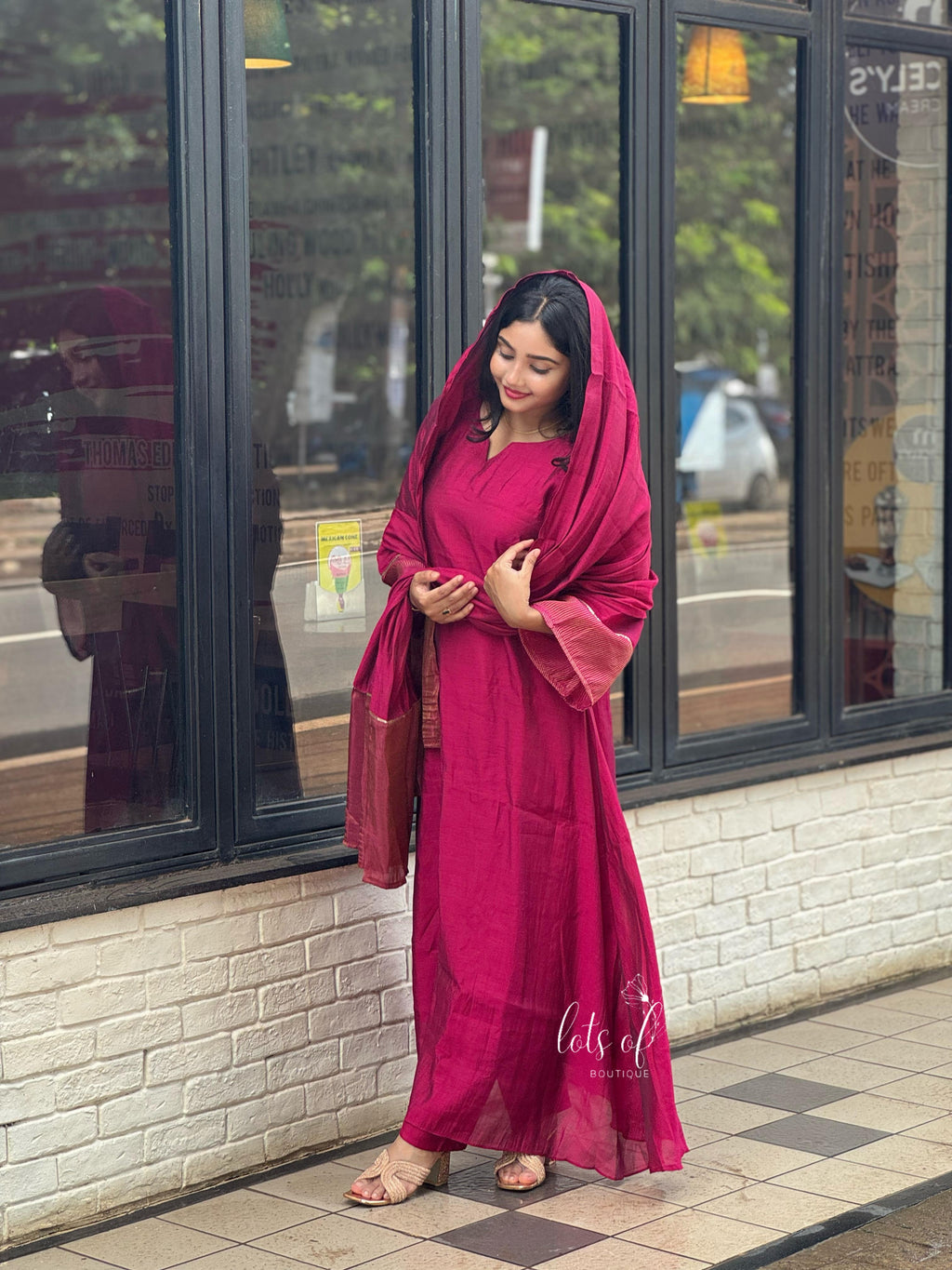 Premium Magenta Tissue Silk Suit Set🥳🩷
