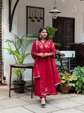 Premium Embroidered Maroon Anarkali Suit Set✨🤩